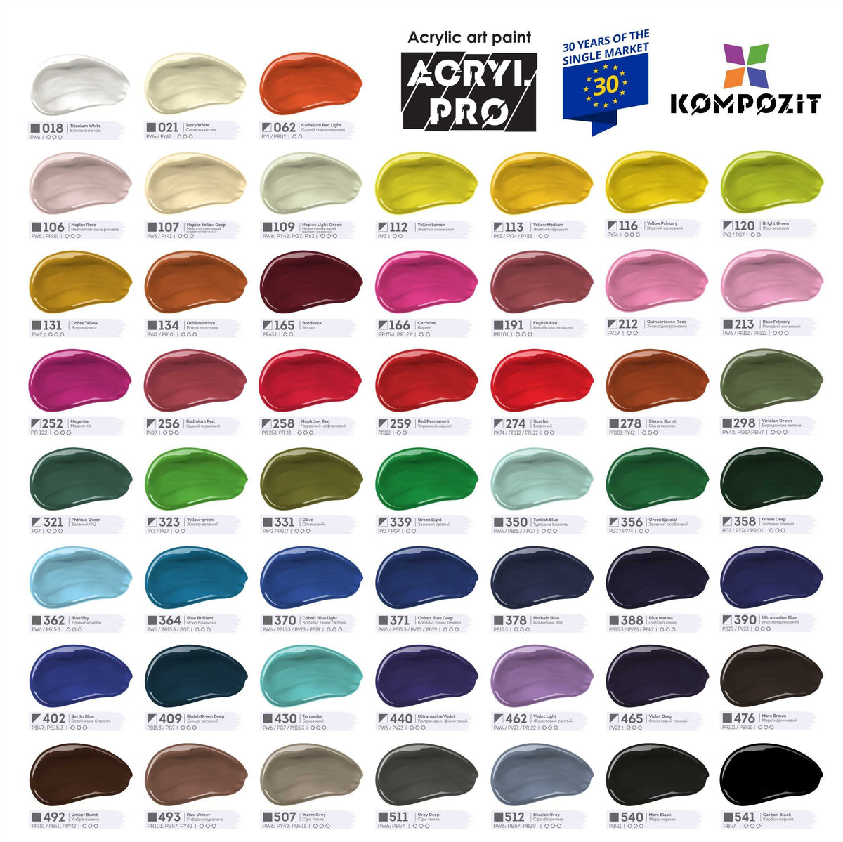 Zestaw farb akrylowych Kompozit ACRYL PRO BOX 73 x 75 ml
