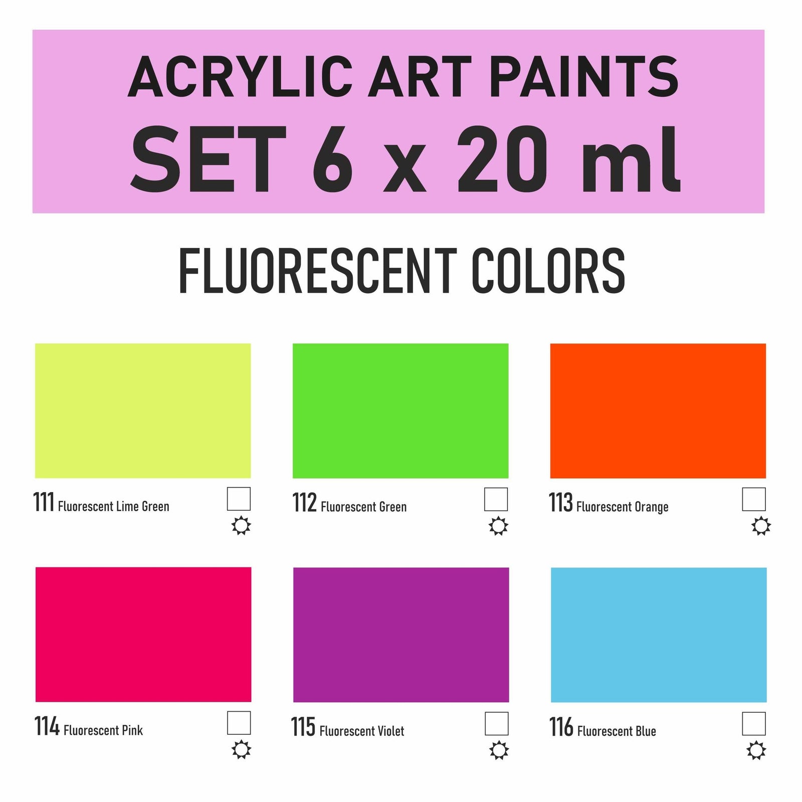 Zestaw farb akrylowych Kompozit STANDART Fluorescent 6 x 20 ml