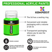 Zestaw farb akrylowych Kompozit STANDART Fluorescent 6 x 20 ml