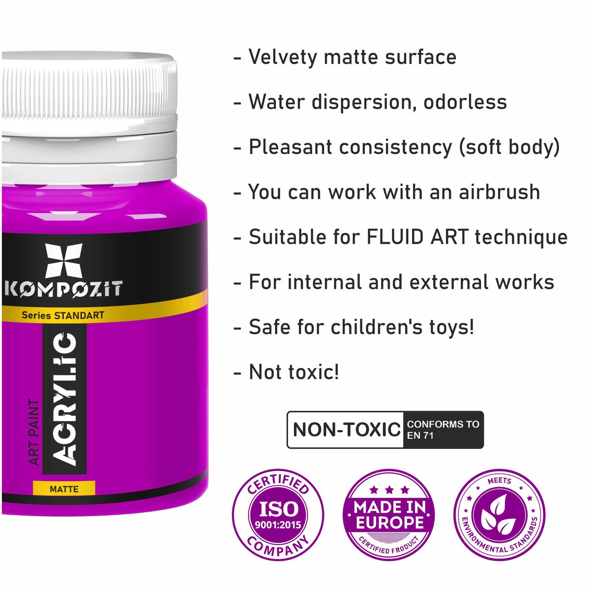 Zestaw farb akrylowych Kompozit STANDART Fluorescent 6 x 20 ml