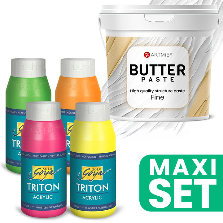 ARTMIE Butter 3D Paste i zestaw farb akrylowych TRITON - odcienie fluorescencyjne | Artmie