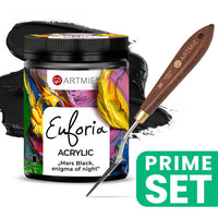 ARTMIE Euforia Mars Black Zestaw farby akrylowej i noża do palet | Artmie
