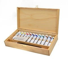 Artystyczne farby olejne Ladoga zestaw w drewnianej kasecie 12x18ml | Artmie
