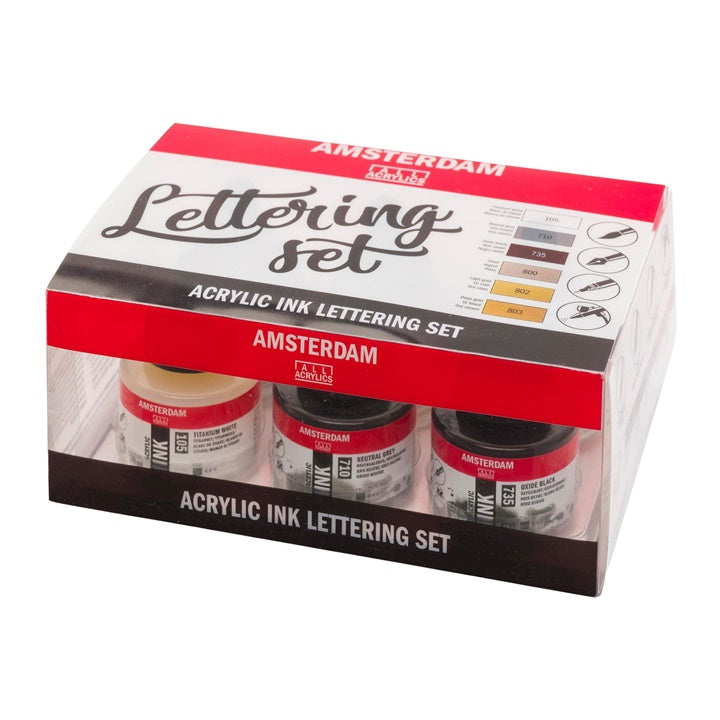 Atrament akrylowy Amsterdam - Lettering set / 6 x 30 ml | Artmie