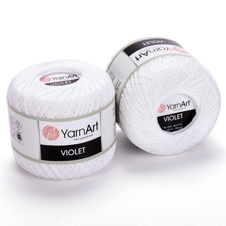 Włóczka bawełniana YarnArt Violet 50 g – 1000 biel