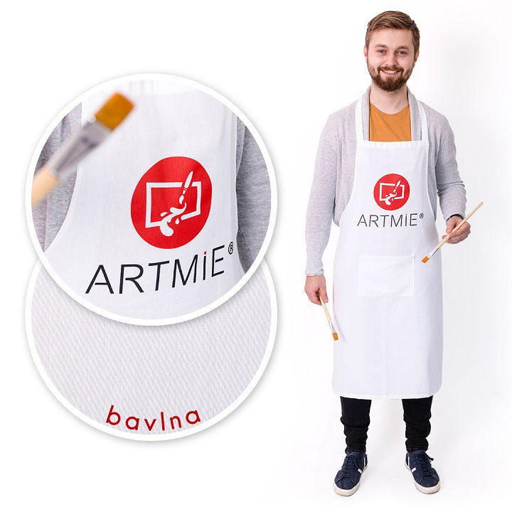Bawełniany fartuch z logo ARTMIE / biały | Artmie