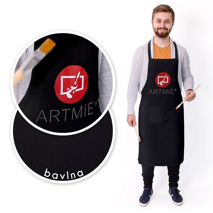 Bawe��niany fartuch z logo ARTMIE / czarny | Artmie