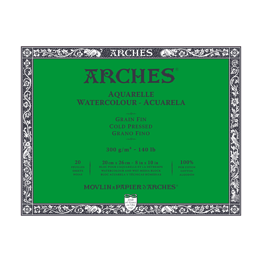 Blok akwarelowy ARCHES CP drobnoziarnisty naturalna biel 300 g/m² – 20 arkuszy