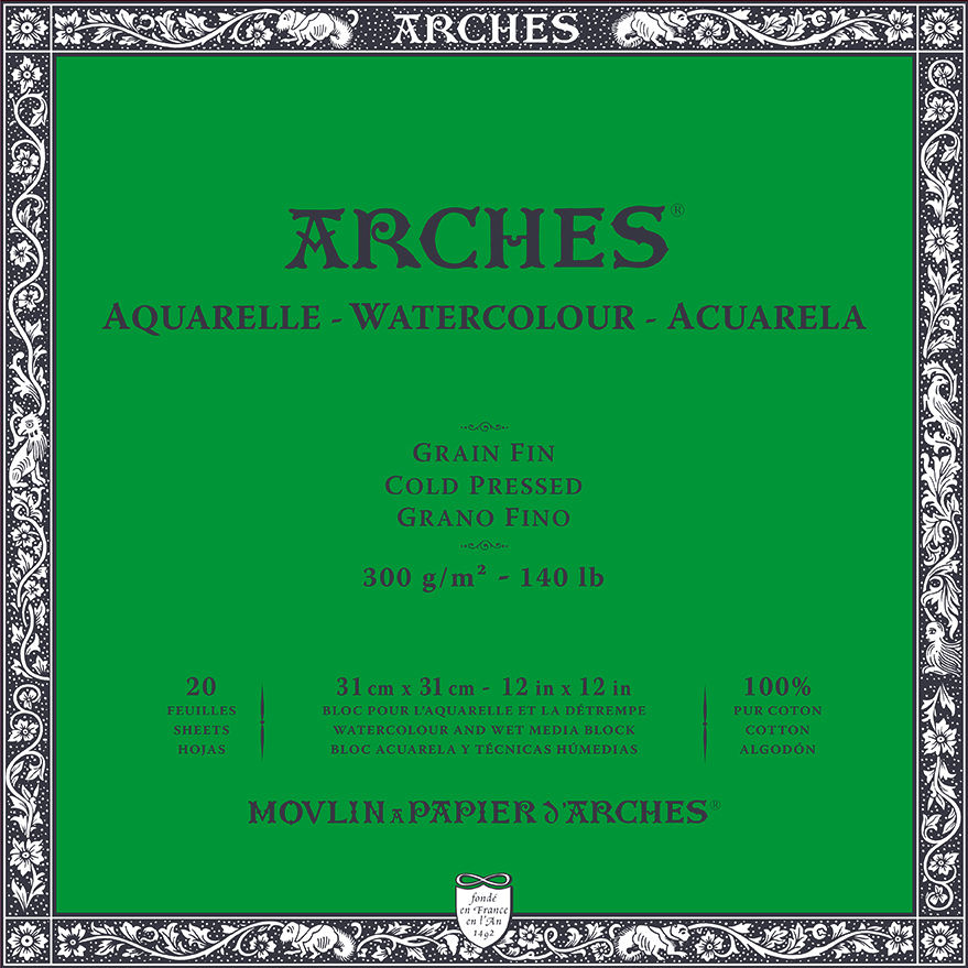 Blok akwarelowy ARCHES CP drobnoziarnisty naturalna biel 300 g/m² – 20 arkuszy