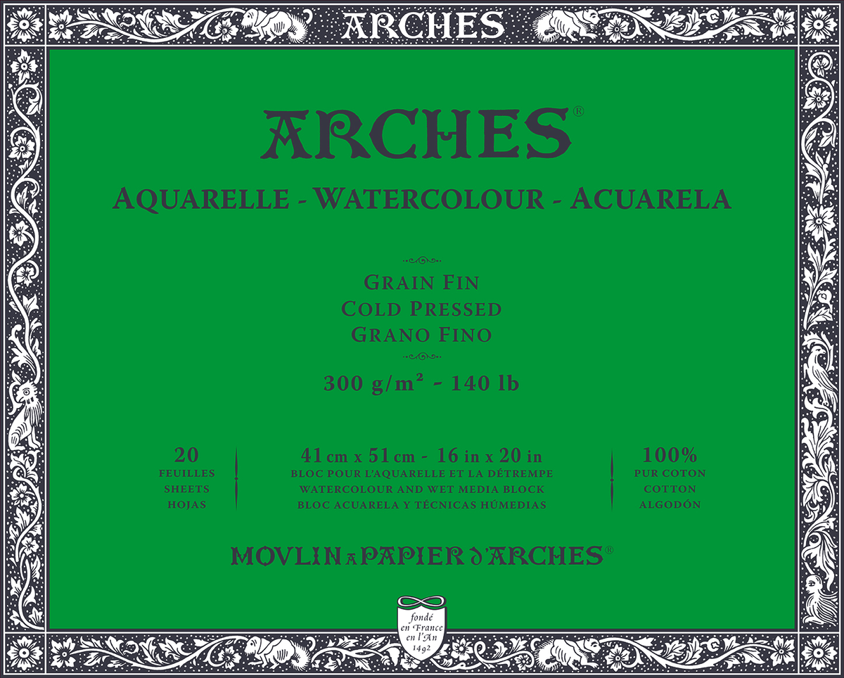 Blok akwarelowy ARCHES CP drobnoziarnisty naturalna biel 300 g/m² – 20 arkuszy