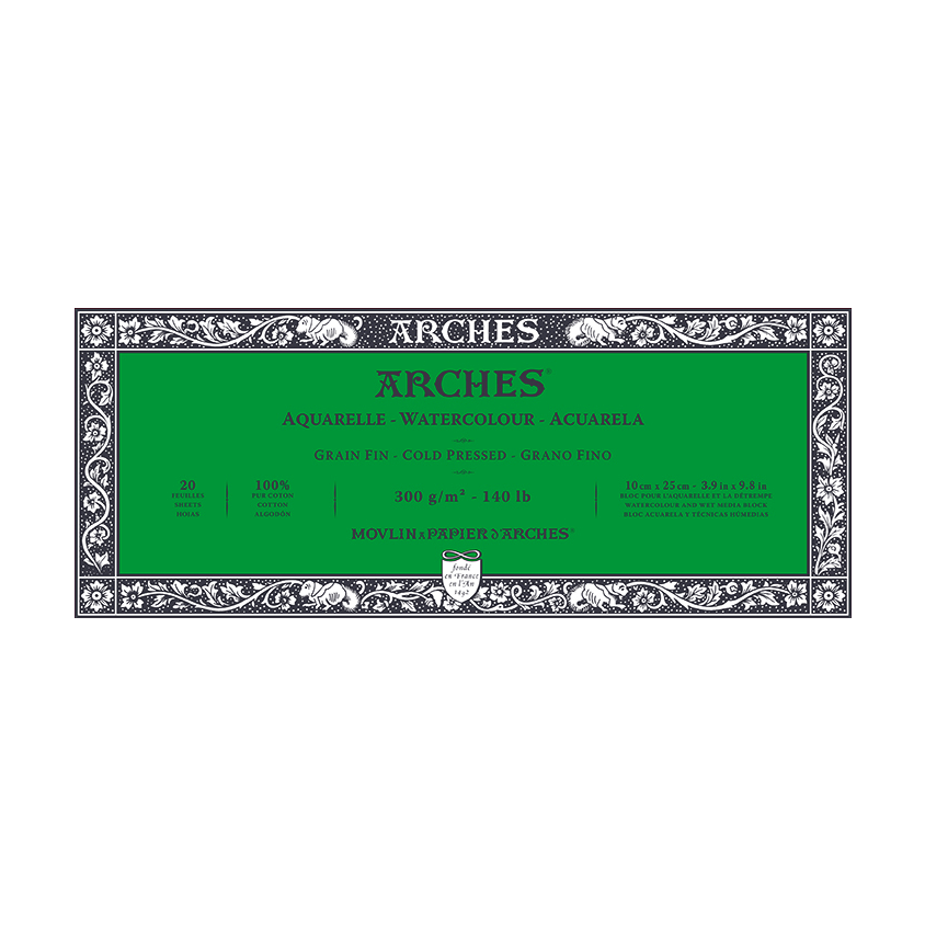 Blok akwarelowy ARCHES CP drobnoziarnisty naturalna biel 300 g/m² – 20 arkuszy