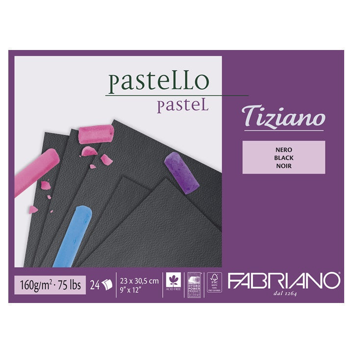 Blok czarnych papierów do pasteli FABRIANO Tiziano | różne wymiary | Artmie