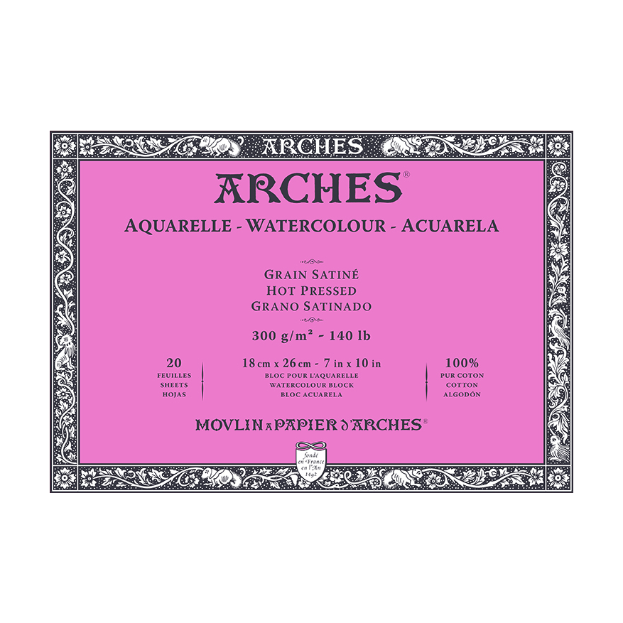Blok do akwareli ARCHES HP naturalna biel 300 g/m² – 20 arkuszy
