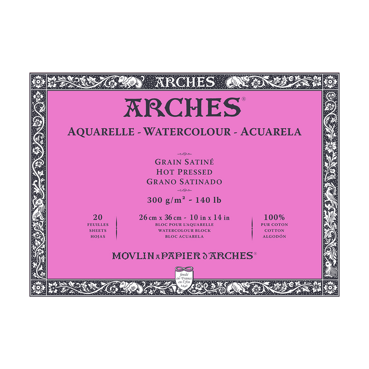Blok do akwareli ARCHES HP naturalna biel 300 g/m² – 20 arkuszy