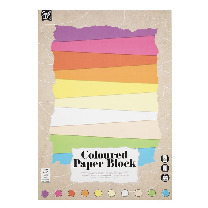 Blok kolorowych papierów pastelowych 24 x 34 cm 20 arkuszy | Artmie
