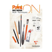 Blok mix media CLAIREFONTAINE Paint'On 250 g/m² A6 - 15 arkuszy