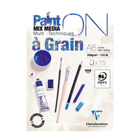 Blok mix media CLAIREFONTAINE Paint'On a grain 250 g/m² A6 - 15 arkuszy