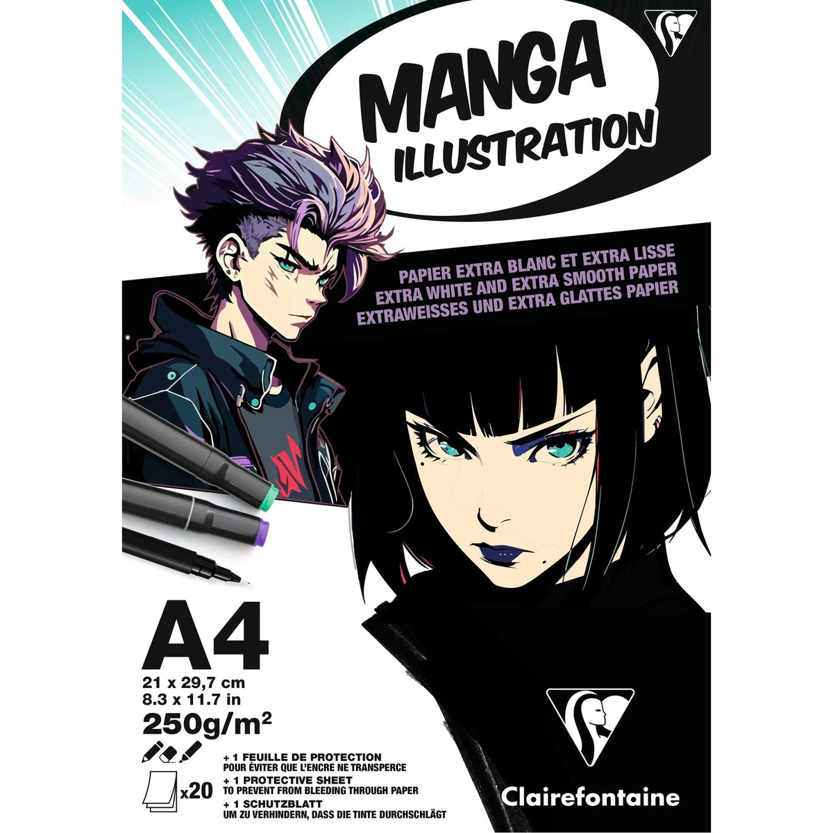 Blok papierów CLAIREFONTAINE Manga Illustration 250 g/m² A5 – A3 - 20 arkuszy