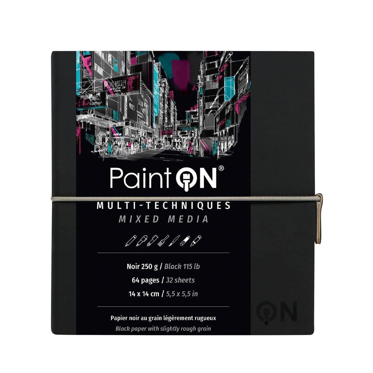 Blok papierów Clairefontaine Paint'On czarny 250 g/m² - 32 arkusze (A5 – 14 x 14 cm)