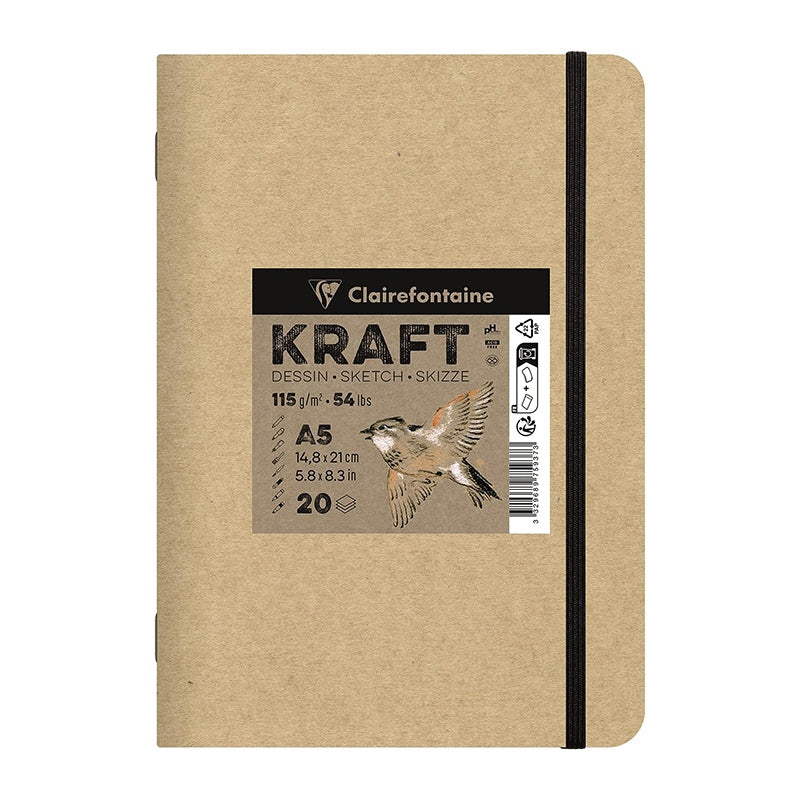 Blok papierów kraft CLAIREFONTAINE 115 g/m² – A5 – A4, 20 arkuszy