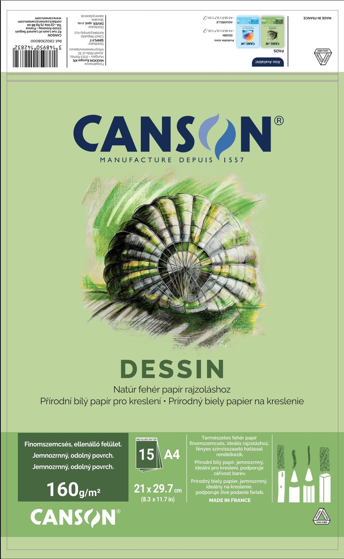 Blok rysunkowy CANSON Dessin A4 160 g - 15 arkuszy