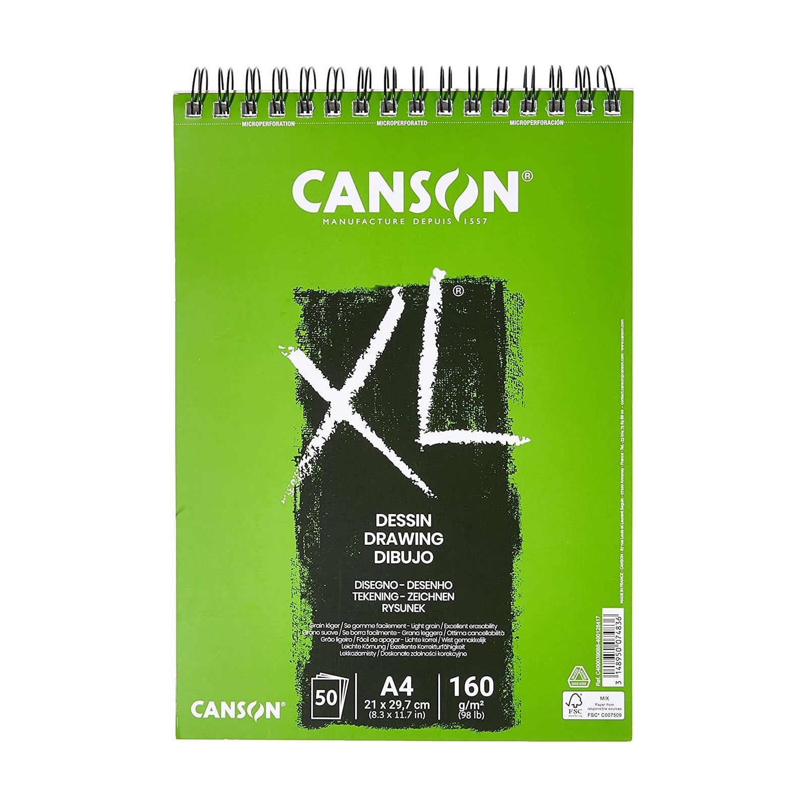 Blok rysunkowy Canson XL Dessin A4 160 g/m² 50 arkuszy na spirali