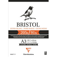 Blok rysunkowy CLAIREFONTAINE Bristol 205 g/m² A4 – A3 - 20 arkuszy