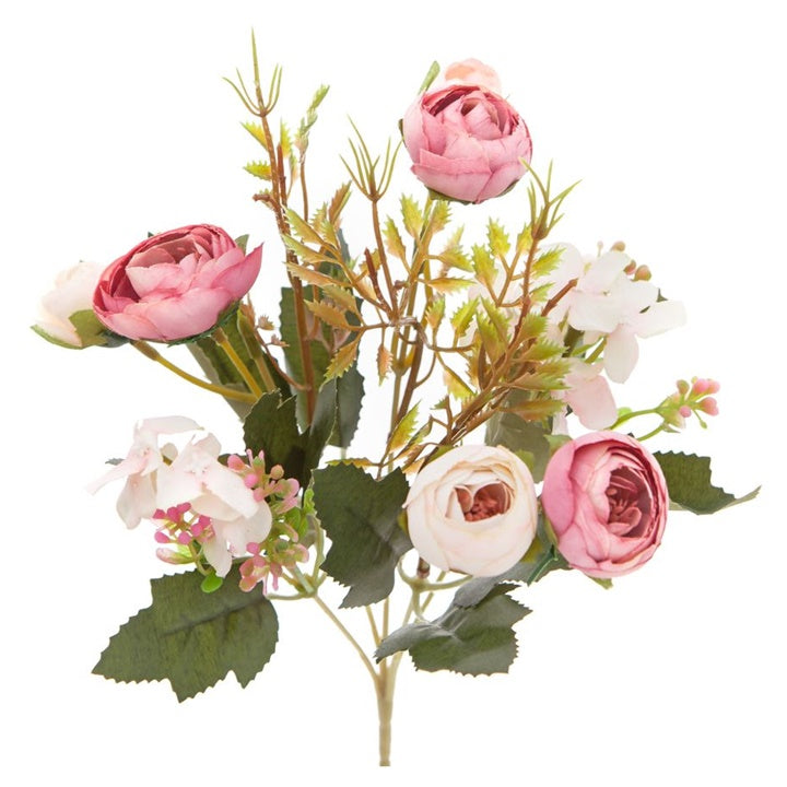 Bukiet sztucznych kamelii różowych 29 cm | Artmie