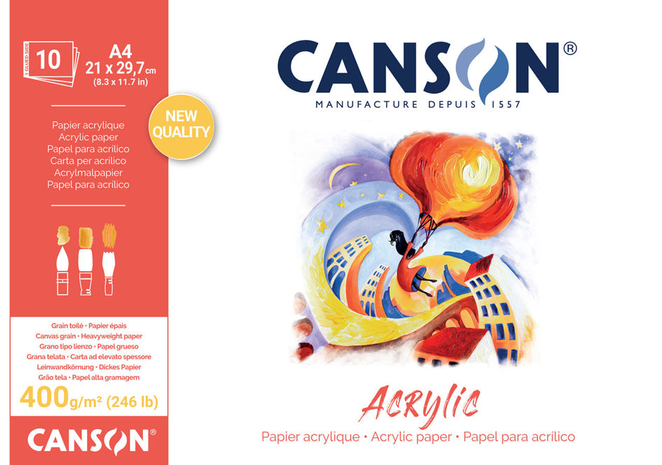 Canson blok do akryli CP Natural White 400 g/m² - 10 arkuszy, 24 x 33 cm