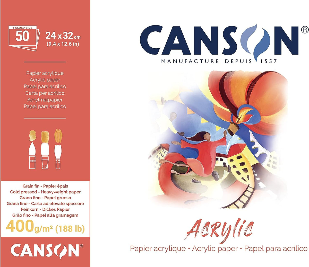 Canson blok do akrylu CP Natural White 400 g/m² - 50 arkuszy, 24 x 32 cm
