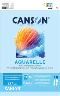Canson blok do akwareli CP 224 g/m² A3 - 10 arkuszy, klejony
