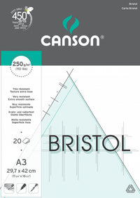 Canson Bristol blok do rysunku 250 g/m² 20 ark. A3 klejony