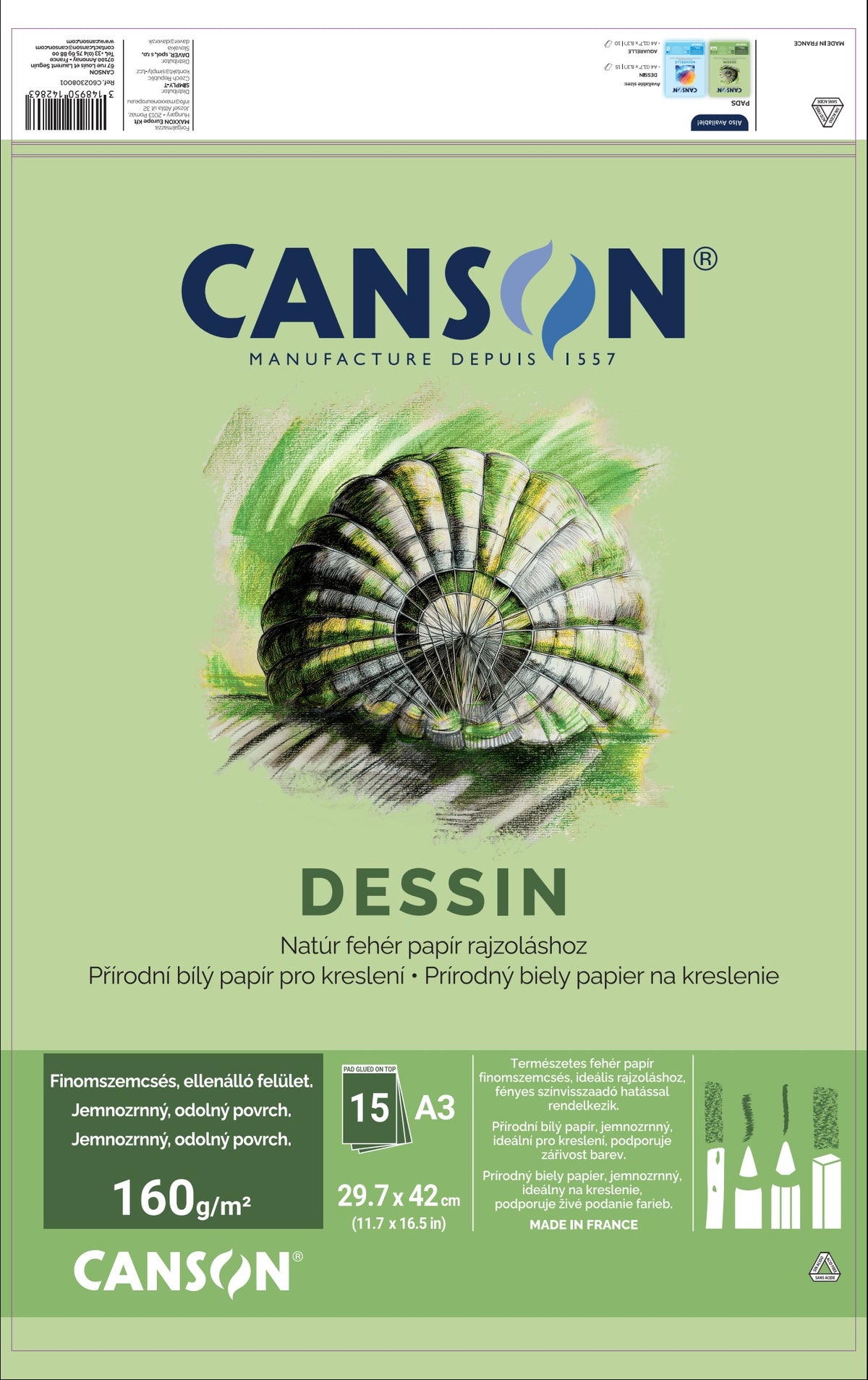 Blok rysunkowy CANSON Dessin A3 160 g - 15 arkuszy