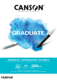 CANSON Graduate blok do akwareli CP 250 g - 20 arkuszy, A4, klejony