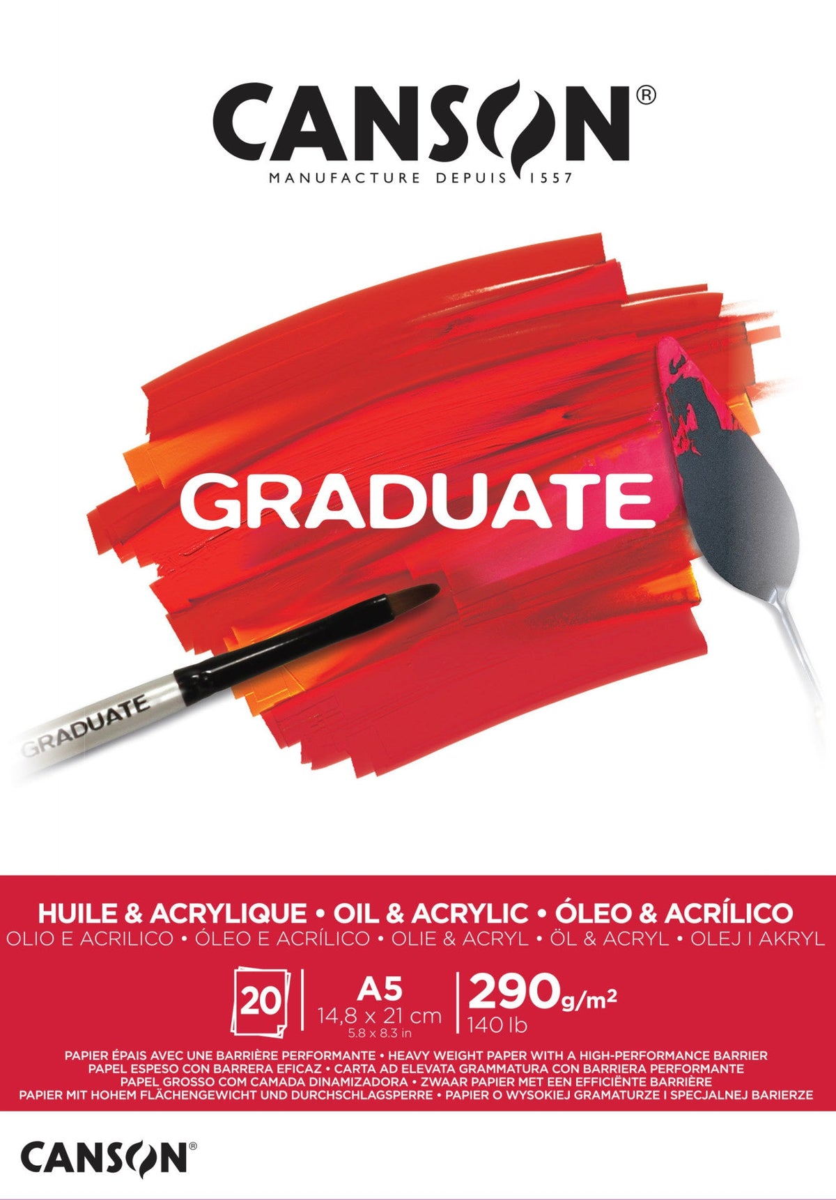 Canson Graduate blok do oleju i akrylu 290 g/m² 20 arkuszy A5 klejony