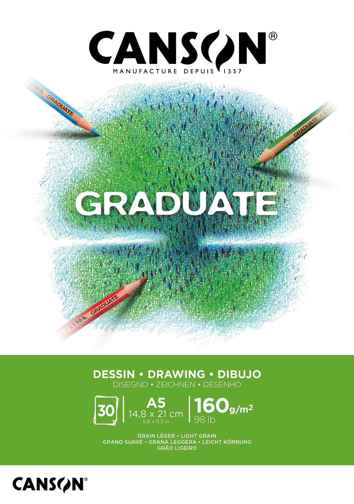Canson Graduate blok rysunkowy biały 160 g/m² 30 arkuszy A5 klejony