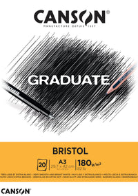 CANSON Graduate Bristol blok rysunkowy 180 g/m² - 20 arkuszy, A3, klejony