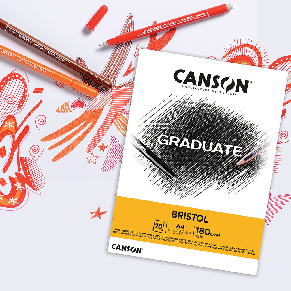 Blok rysunkowy CANSON Graduate Bristol 180 g/m² A4 - 20 arkuszy, klejony