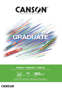Blok rysunkowy Canson Graduate Drawing White 160 g/m² - 30 arkuszy, A3, klejony