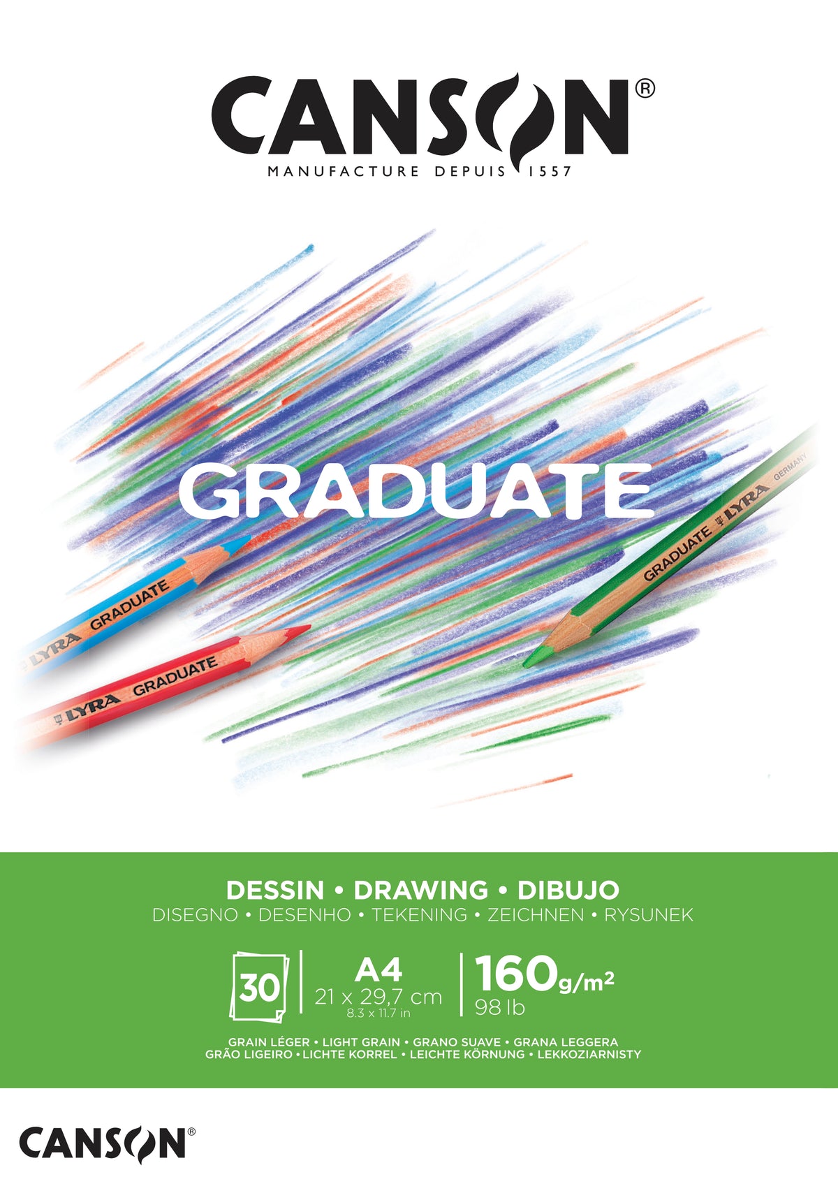 Blok rysunkowy Canson Graduate White 160 g/m² A4 klejony - 30 arkuszy