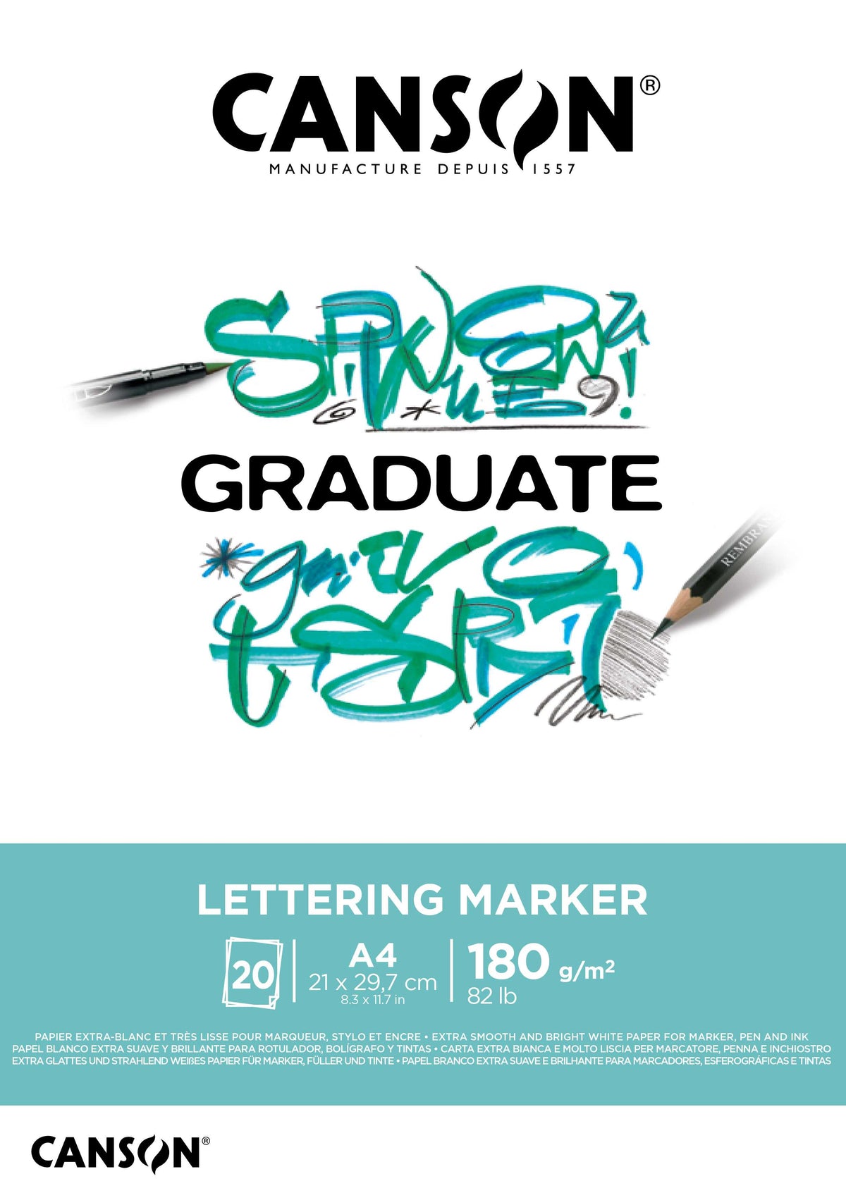 Blok do letteringu i markerów CANSON Graduate Lettering Marker 180 g/m² - A4, 20 arkuszy