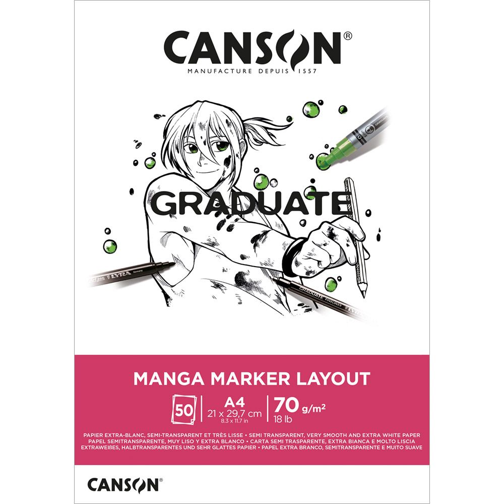 Canson Graduate Manga blok 200 g/m² - 30 arkuszy, A4, klejony