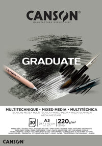CANSON Graduate Mix Media blok szary 220 g A3, 30 arkuszy, klejony
