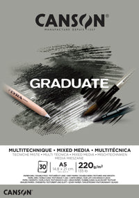 CANSON Graduate Mix Media blok szary 220 g A5 - 30 arkuszy klejony