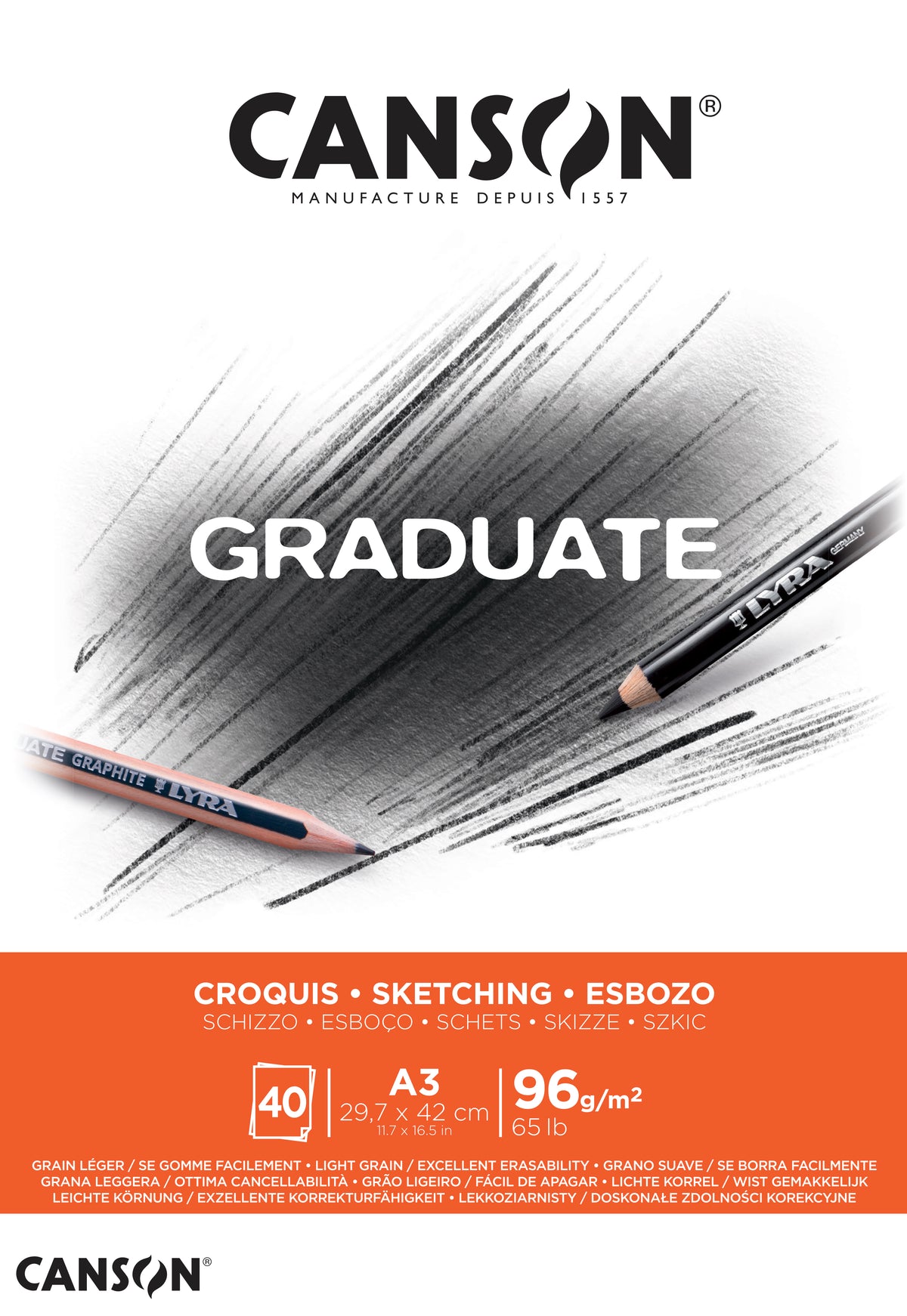 Canson Graduate szkicownik 96 g/m² 40 ark. A3 klejony
