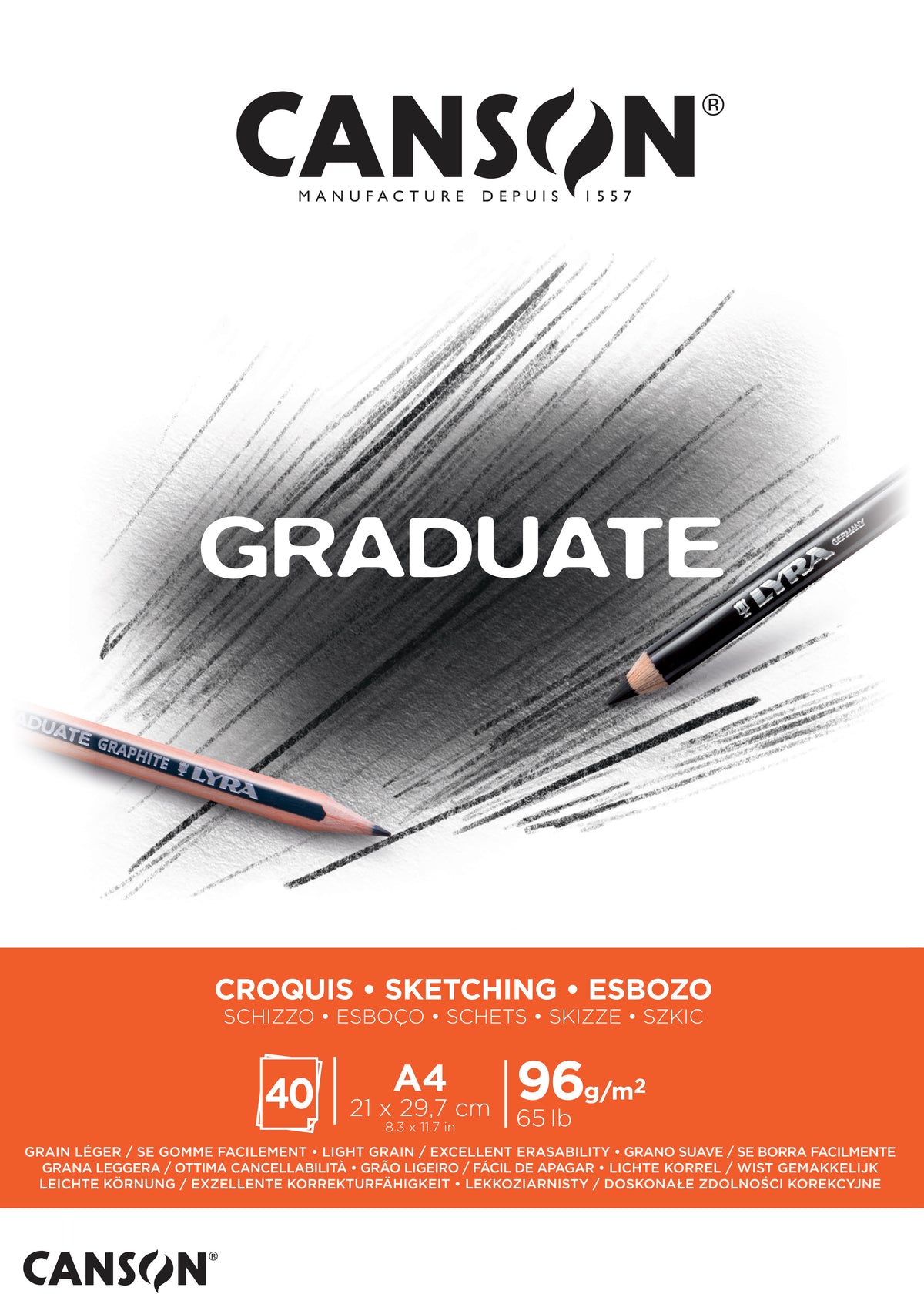 Szkicownik CANSON Graduate 96 g/m² A4 klejony - 40 arkuszy