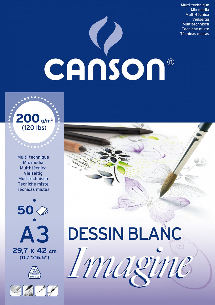Canson Imagine szkicownik klejony do technik mieszanych 200 g/m² A3 - 50 arkuszy