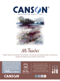 Canson Mi-Teintes klejony blok do pasteli 160 g/m² 20 arkuszy - 24 x 32 cm, Grey/Blue