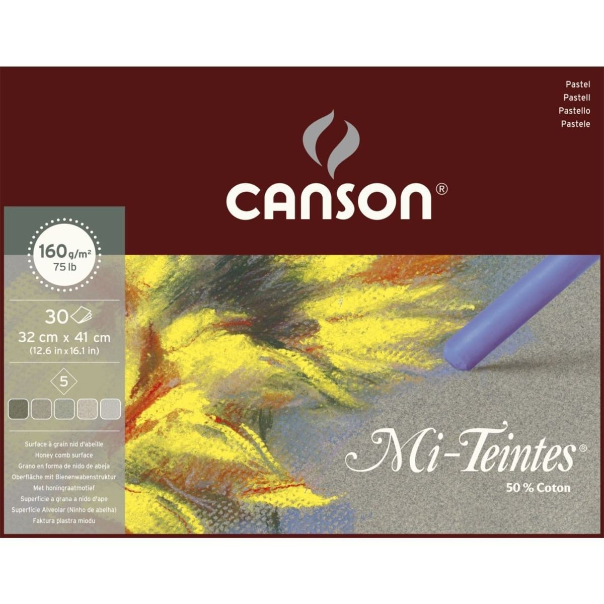 Canson Mi-Teintes klejony blok do pasteli 160 g/m² 30 arkuszy 32 x 41 cm Grey