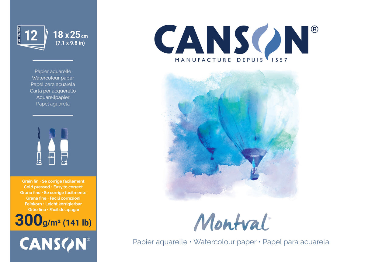 CANSON Montval blok do akwareli CP 300 g/m² - 12 arkuszy, 18 x 25 cm